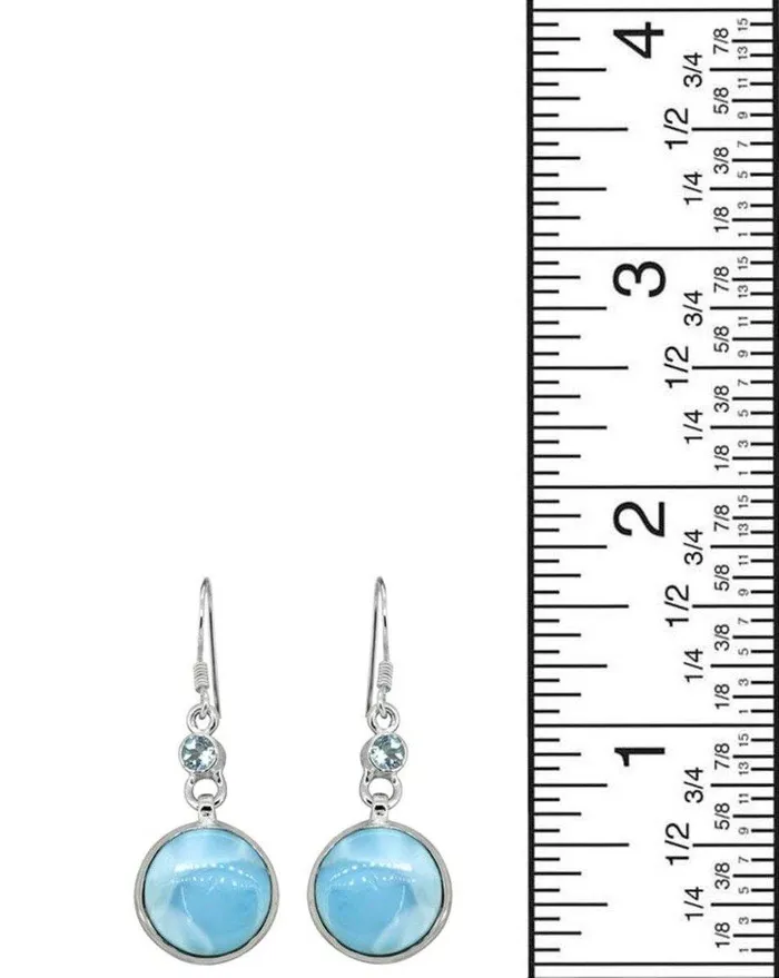Earrings YoTreasure Larimar Blue Topaz Solid 925 Sterling Silver Dangle Earrings