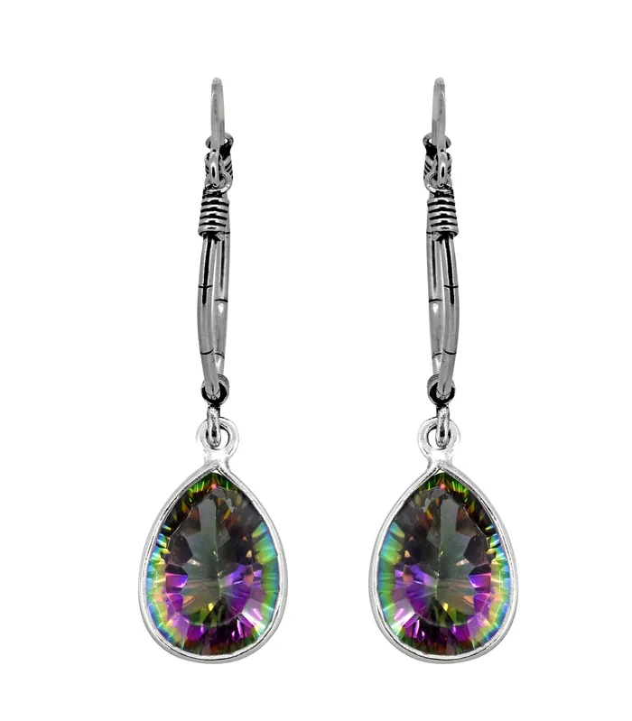 Earrings YoTreasure Mystic Quartz 925 Sterling Silver Hoop Earrings
