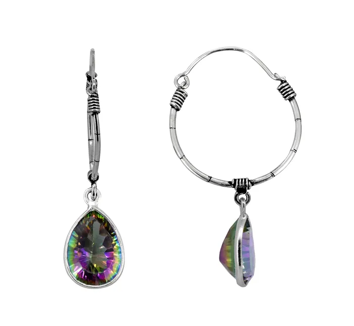 Earrings YoTreasure Mystic Quartz 925 Sterling Silver Hoop Earrings