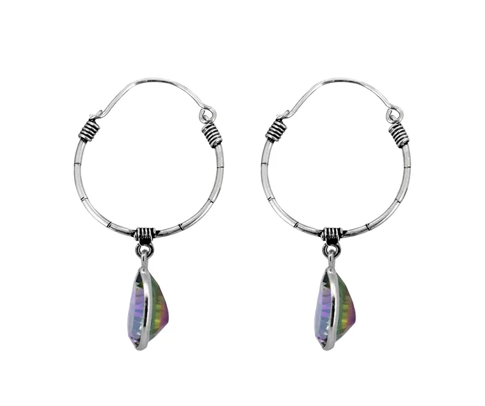 Earrings YoTreasure Mystic Quartz 925 Sterling Silver Hoop Earrings