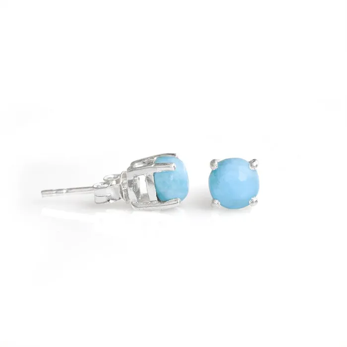 Earrings YoTreasure Natural Larimar Solid 925 Sterling Silver Stud Earrings Jewelry Earrings YoTreasure Natural Larimar Solid 925 Sterling Silver Stud Earrings Jewelry