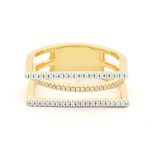 Ella Stein Gold Diamond Deco Stack Ring SI2859 Ella Stein Rings