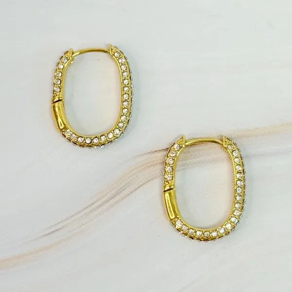 Ellison and Young Earrings Shine Covered Oval Hoop Earrings