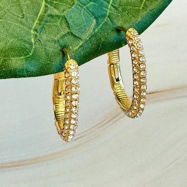 Ellison and Young Earrings Shine Covered Oval Hoop Earrings
