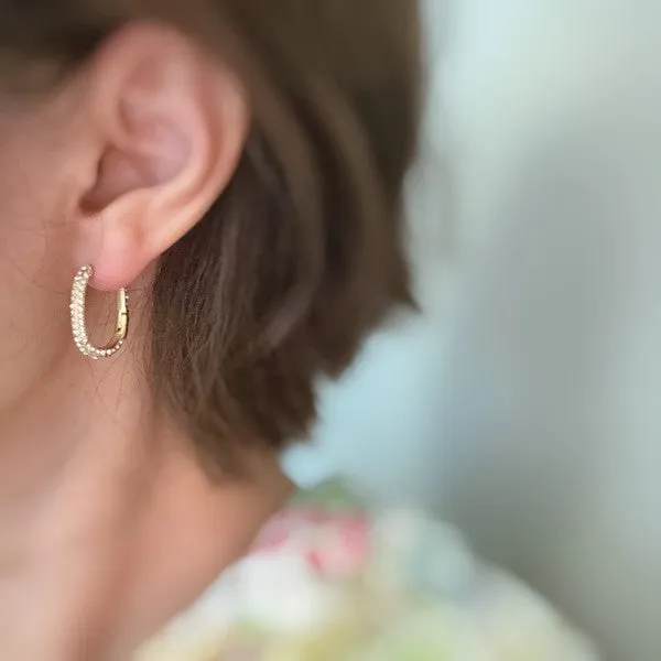 Ellison and Young Earrings Shine Covered Oval Hoop Earrings