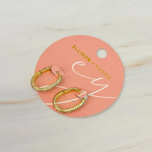 Ellison and Young Earrings Shine Covered Oval Hoop Earrings