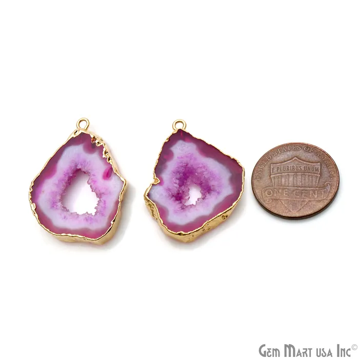GemMartUSA Earrings Agate Slice 23x31mm Organic Gold Electroplated Gemstone Earring Connector 1 Pair GemMartUSA Earrings Agate Slice 23x31mm Organic Gold Electroplated Gemstone Earring Connector 1 Pair