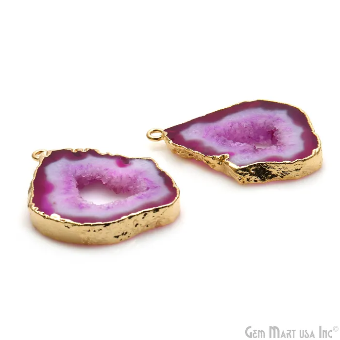 GemMartUSA Earrings Agate Slice 23x31mm Organic Gold Electroplated Gemstone Earring Connector 1 Pair GemMartUSA Earrings Agate Slice 23x31mm Organic Gold Electroplated Gemstone Earring Connector 1 Pair