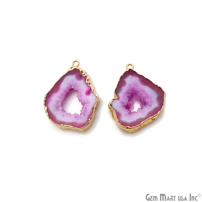GemMartUSA Earrings Agate Slice 23x31mm Organic Gold Electroplated Gemstone Earring Connector 1 Pair GemMartUSA Earrings Agate Slice 23x31mm Organic Gold Electroplated Gemstone Earring Connector 1 Pair