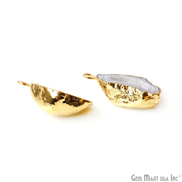 GemMartUSA Earrings Geode Druzy 16x27mm Organic Gold Electroplated Single Bail Gemstone Earring Connector 1 Pair GemMartUSA Earrings Geode Druzy 16x27mm Organic Gold Electroplated Single Bail Gemstone Earring Connector 1 Pair