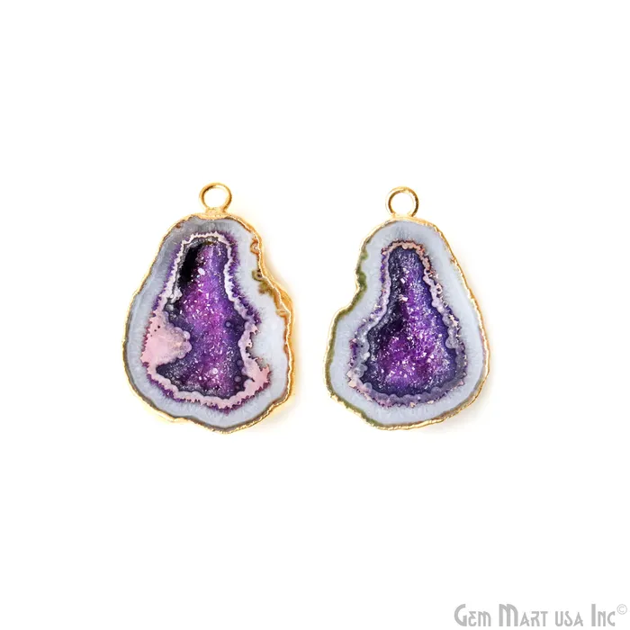 GemMartUSA Earrings Geode Druzy 37x24mm Organic Gold Electroplated Single Bail Gemstone Earring Connector 1 Pair GemMartUSA Earrings Geode Druzy 37x24mm Organic Gold Electroplated Single Bail Gemstone Earring Connector 1 Pair