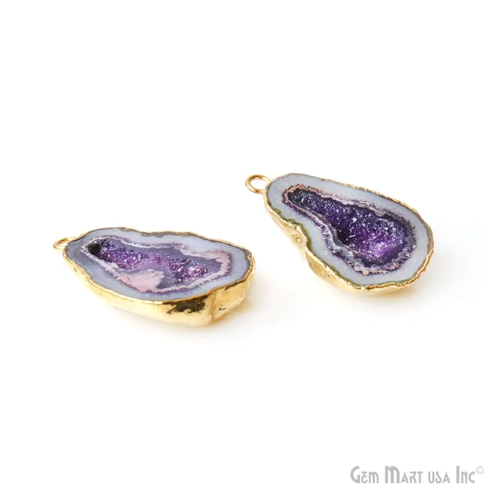 GemMartUSA Earrings Geode Druzy 37x24mm Organic Gold Electroplated Single Bail Gemstone Earring Connector 1 Pair GemMartUSA Earrings Geode Druzy 37x24mm Organic Gold Electroplated Single Bail Gemstone Earring Connector 1 Pair