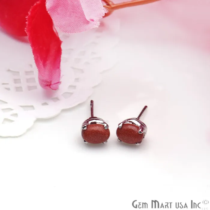 GemMartUSA Earrings Sunstone 6x4mm Sterling Silver Oval Shape Prong Setting Stud Earring GemMartUSA Earrings Sunstone 6x4mm Sterling Silver Oval Shape Prong Setting Stud Earring