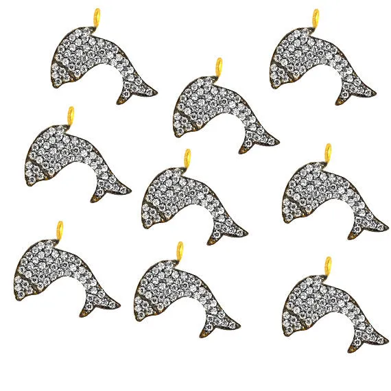 GemmartUSA Fish Charms Diamond CZ Pave Gold Plated Charm for Bracelet Pendants Necklace CHWS40074 Bracelets GemmartUSA Fish Charms Diamond CZ Pave Gold Plated Charm for Bracelet Pendants Necklace CHWS40074 Bracelets