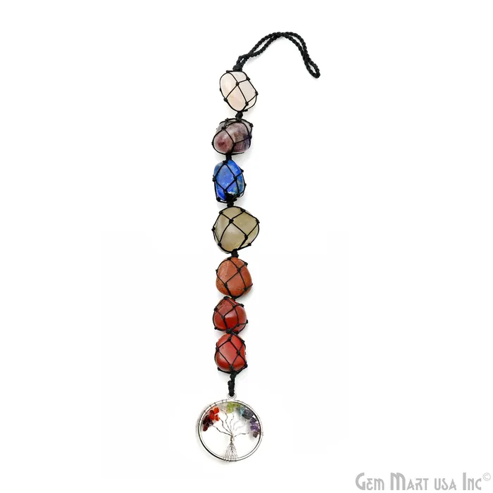 GemMartUSA Necklaces 7 Chakra Of Life Healing Tumble Gemstones On A String 27x21mm Free Form Gemstones Round Tree Of Life Pendant 11 Inch GemMartUSA Necklaces 7 Chakra Of Life Healing Tumble Gemstones On A String 27x21mm Free Form Gemstones Round Tree Of Life Pendant 11 Inch
