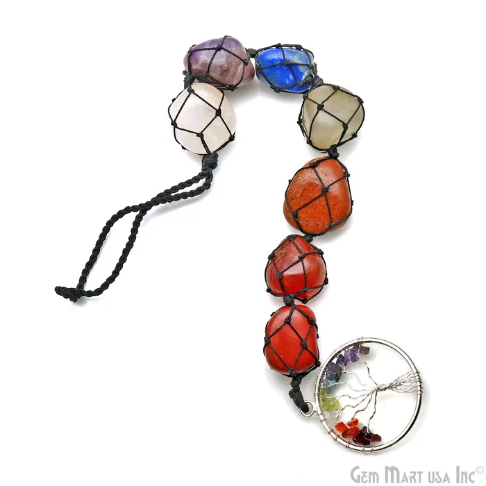 GemMartUSA Necklaces 7 Chakra Of Life Healing Tumble Gemstones On A String 27x21mm Free Form Gemstones Round Tree Of Life Pendant 11 Inch GemMartUSA Necklaces 7 Chakra Of Life Healing Tumble Gemstones On A String 27x21mm Free Form Gemstones Round Tree Of Life Pendant 11 Inch