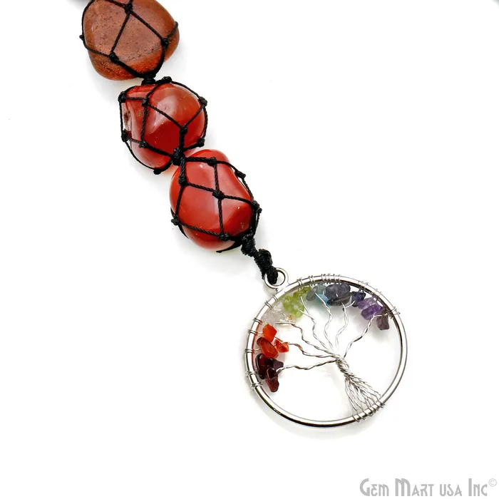 GemMartUSA Necklaces 7 Chakra Of Life Healing Tumble Gemstones On A String 27x21mm Free Form Gemstones Round Tree Of Life Pendant 11 Inch GemMartUSA Necklaces 7 Chakra Of Life Healing Tumble Gemstones On A String 27x21mm Free Form Gemstones Round Tree Of Life Pendant 11 Inch