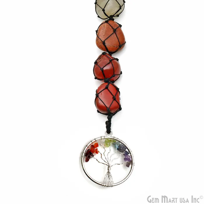 GemMartUSA Necklaces 7 Chakra Of Life Healing Tumble Gemstones On A String 27x21mm Free Form Gemstones Round Tree Of Life Pendant 11 Inch GemMartUSA Necklaces 7 Chakra Of Life Healing Tumble Gemstones On A String 27x21mm Free Form Gemstones Round Tree Of Life Pendant 11 Inch