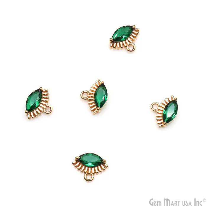 GemMartUSA Necklaces Emerald Evil Eye Marquise Gemstone 10x7mm Gold Plated Pendant Connector GemMartUSA Necklaces Emerald Evil Eye Marquise Gemstone 10x7mm Gold Plated Pendant Connector
