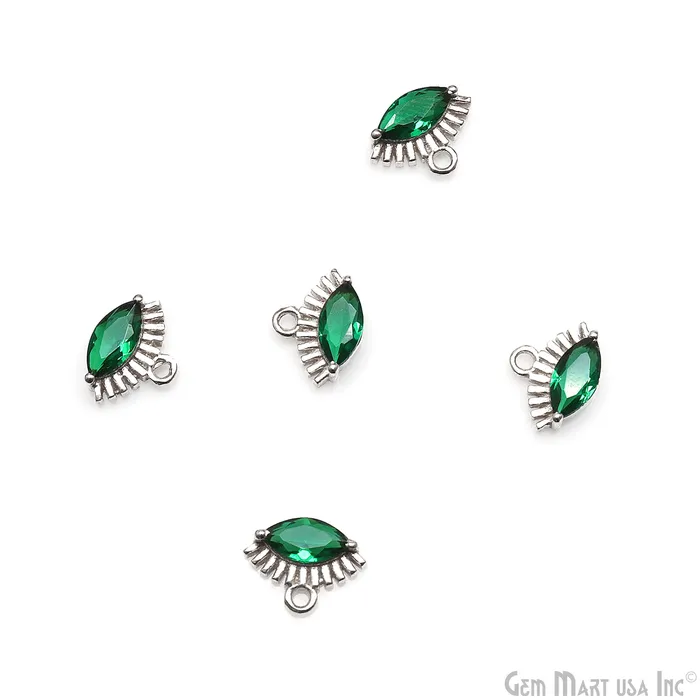 GemMartUSA Necklaces Emerald Evil Eye Marquise Gemstone 10x7mm Gold Plated Pendant Connector GemMartUSA Necklaces Emerald Evil Eye Marquise Gemstone 10x7mm Gold Plated Pendant Connector