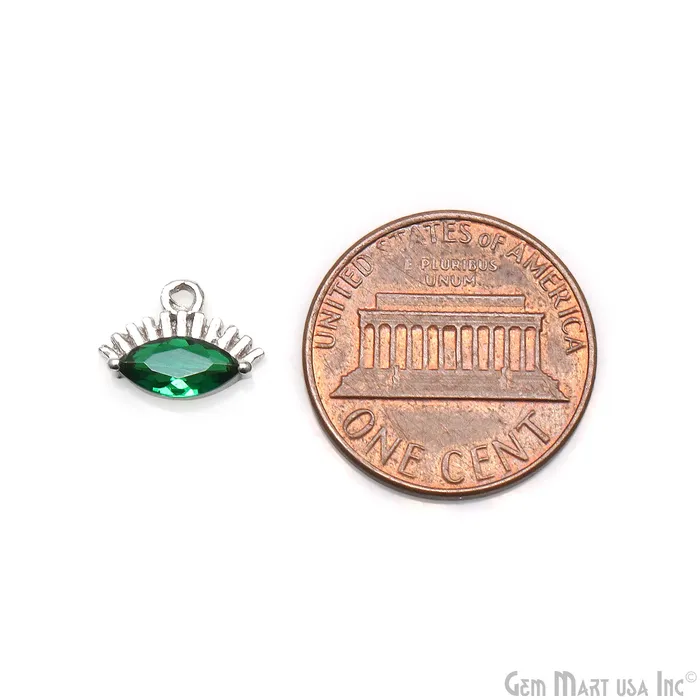 GemMartUSA Necklaces Emerald Evil Eye Marquise Gemstone 10x7mm Gold Plated Pendant Connector GemMartUSA Necklaces Emerald Evil Eye Marquise Gemstone 10x7mm Gold Plated Pendant Connector