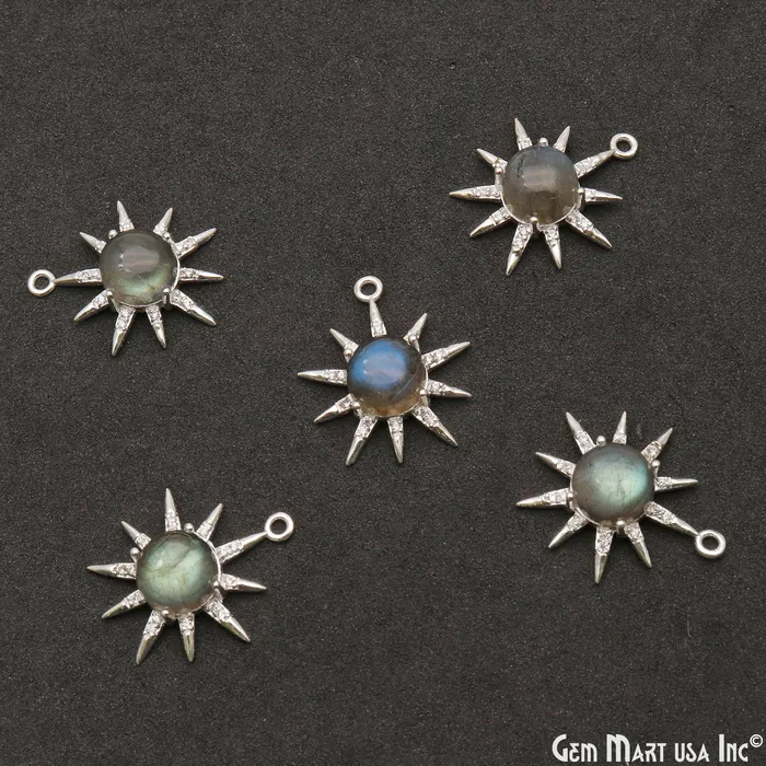 GemMartUSA Necklaces Gemstone Rising Sun Connector Sunburst Pendant Gold Plated 9mm GemMartUSA Necklaces Gemstone Rising Sun Connector Sunburst Pendant Gold Plated 9mm