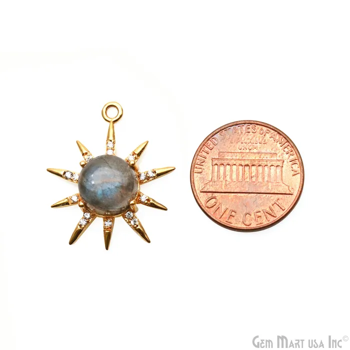 GemMartUSA Necklaces Gemstone Rising Sun Connector Sunburst Pendant Gold Plated 9mm GemMartUSA Necklaces Gemstone Rising Sun Connector Sunburst Pendant Gold Plated 9mm