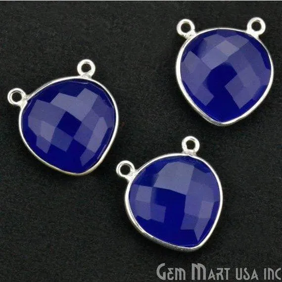 GemMartUSA Necklaces Heart 16mm Cat Bail Silver Bezel Gemstone Connector