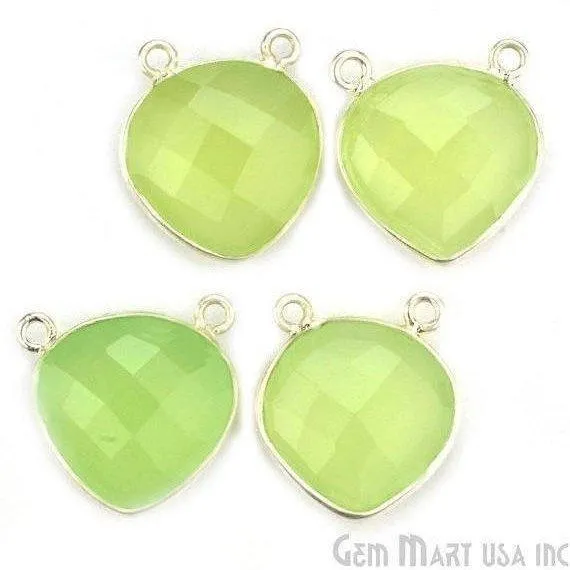 GemMartUSA Necklaces Heart 16mm Cat Bail Silver Bezel Gemstone Connector