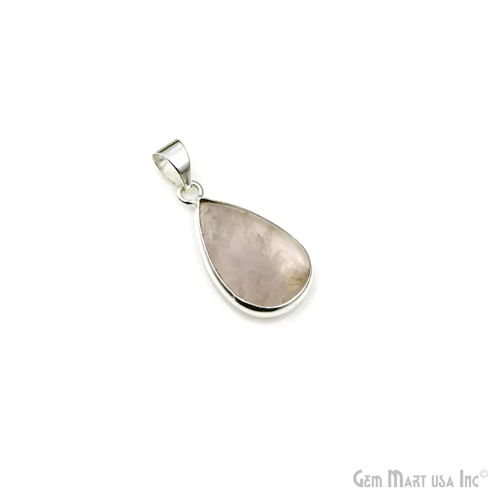 GemMartUSA Necklaces Rose Quartz Gemstone Pears 29x15mm Sterling Silver Necklace Pendant 1PC GemMartUSA Necklaces Rose Quartz Gemstone Pears 29x15mm Sterling Silver Necklace Pendant 1PC