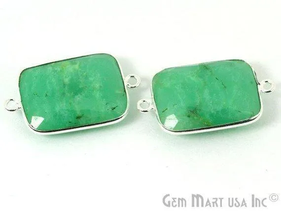 GemMartUSA Octagon 15x20mm Double Bail Gemstone Silver Bezel Gemstone Connector Rings