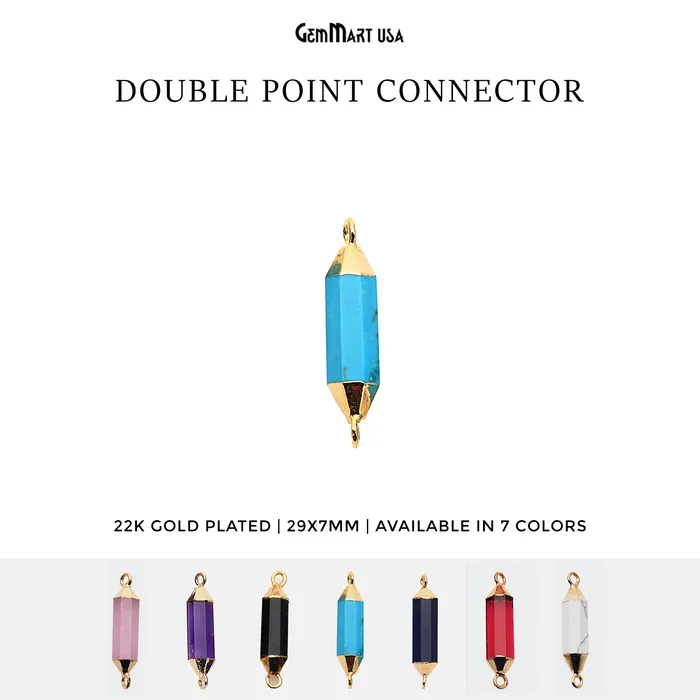 GemmartUSA PreStyled Sets Double Terminated Point 29x7mm Gold Electroplated Gemstone Connector GemmartUSA PreStyled Sets Double Terminated Point 29x7mm Gold Electroplated Gemstone Connector