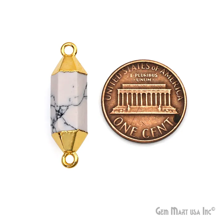GemmartUSA PreStyled Sets Double Terminated Point 29x7mm Gold Electroplated Gemstone Connector