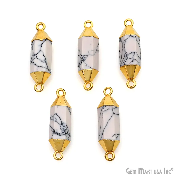 GemmartUSA PreStyled Sets Double Terminated Point 29x7mm Gold Electroplated Gemstone Connector
