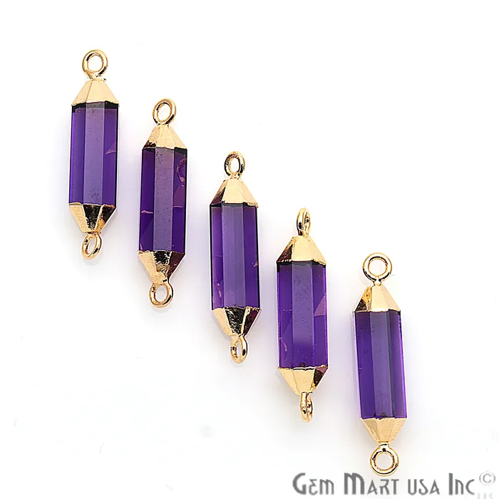 GemmartUSA PreStyled Sets Double Terminated Point 29x7mm Gold Electroplated Gemstone Connector