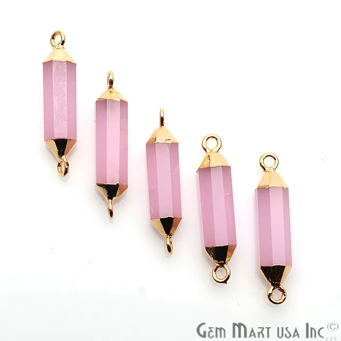 GemmartUSA PreStyled Sets Double Terminated Point 29x7mm Gold Electroplated Gemstone Connector