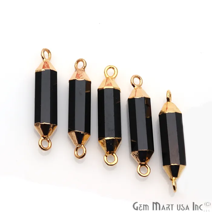 GemmartUSA PreStyled Sets Double Terminated Point 29x7mm Gold Electroplated Gemstone Connector