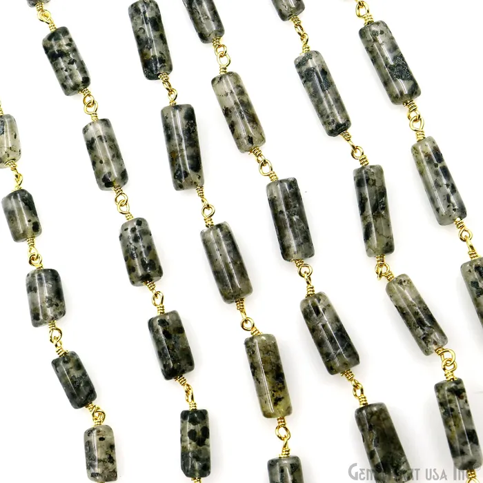 GemMartUSA PreStyled Sets Fluorite Cabochon Tumble Beads 10x5mm Gold Plated Wire Wrapped Rosary Chain GemMartUSA PreStyled Sets Fluorite Cabochon Tumble Beads 10x5mm Gold Plated Wire Wrapped Rosary Chain