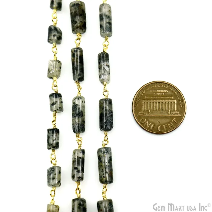 GemMartUSA PreStyled Sets Fluorite Cabochon Tumble Beads 10x5mm Gold Plated Wire Wrapped Rosary Chain GemMartUSA PreStyled Sets Fluorite Cabochon Tumble Beads 10x5mm Gold Plated Wire Wrapped Rosary Chain
