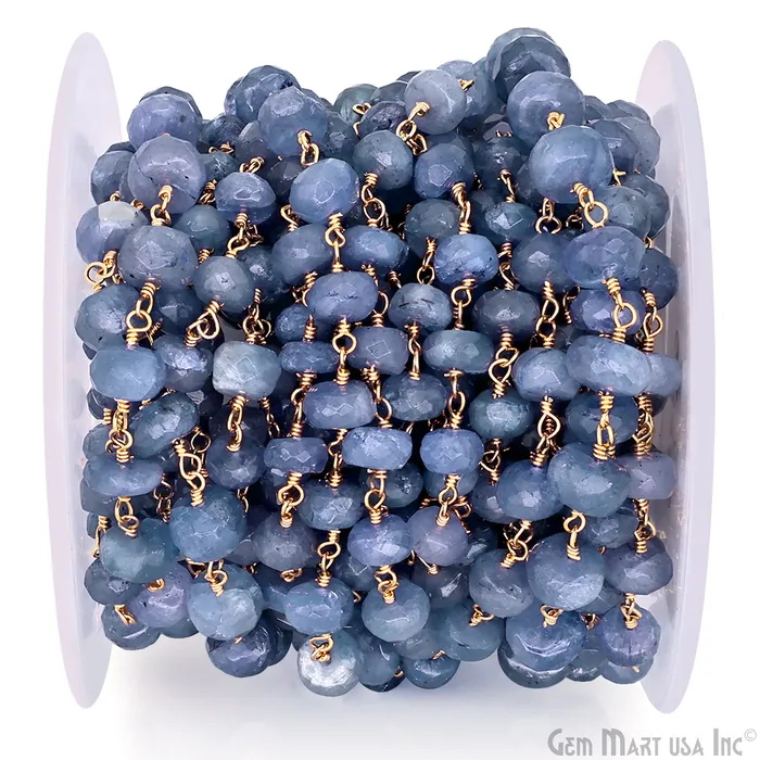 GemMartUSA PreStyled Sets Tanzanite Faceted 89mm Gold Plated Beaded Wire Wrapped Rosary Chain GemMartUSA PreStyled Sets Tanzanite Faceted 89mm Gold Plated Beaded Wire Wrapped Rosary Chain