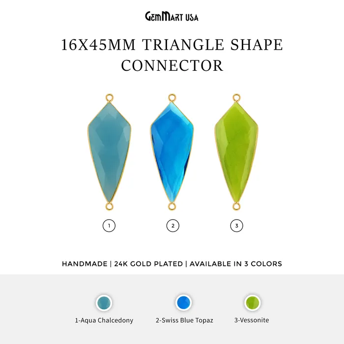 GemMartUSA PreStyled Sets Triangle 45x16mm Double Bail Gold Bezel Gemstone Connector GemMartUSA PreStyled Sets Triangle 45x16mm Double Bail Gold Bezel Gemstone Connector