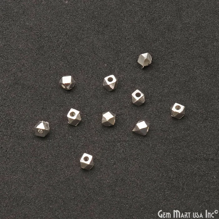 GemMartUSA Rings 5pc Lot Hexagon Silver Plated 4mm Drilled Beads Finding