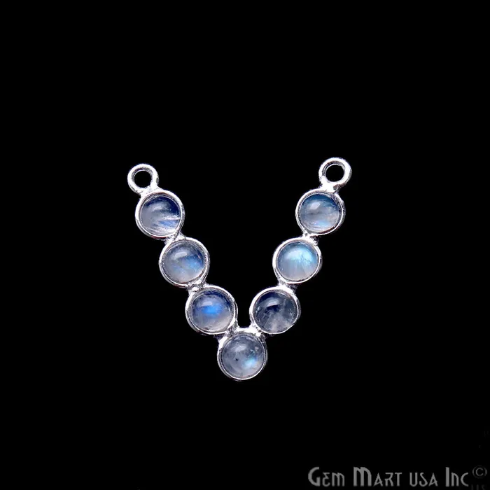 GemmartUSA Rings DIY Rainbow Moonstone 22x21mm Silver Plated Chandelier Finding Component