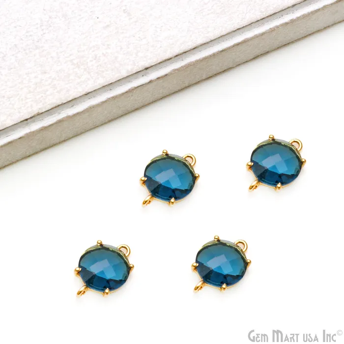 GemMartUSA Rings Faceted Round 12mm Prong Gold Plated Double Bail Connector