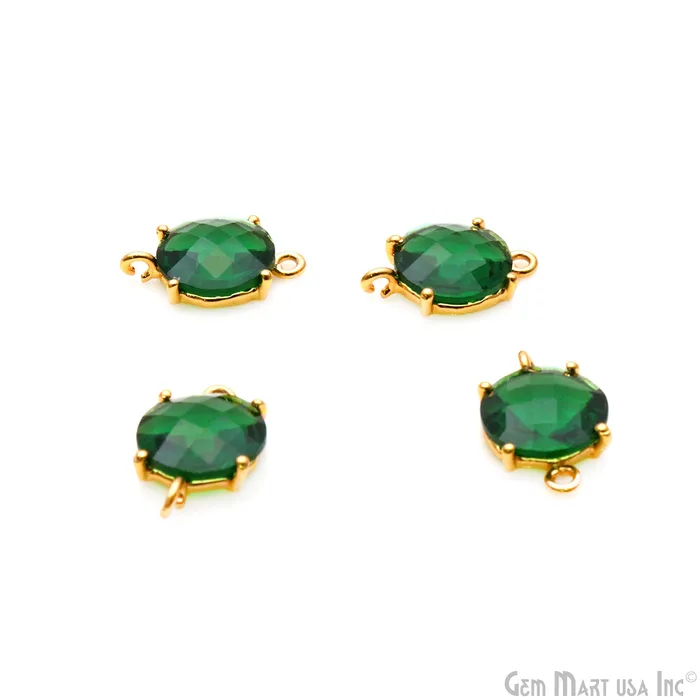 GemMartUSA Rings Faceted Round 12mm Prong Gold Plated Double Bail Connector