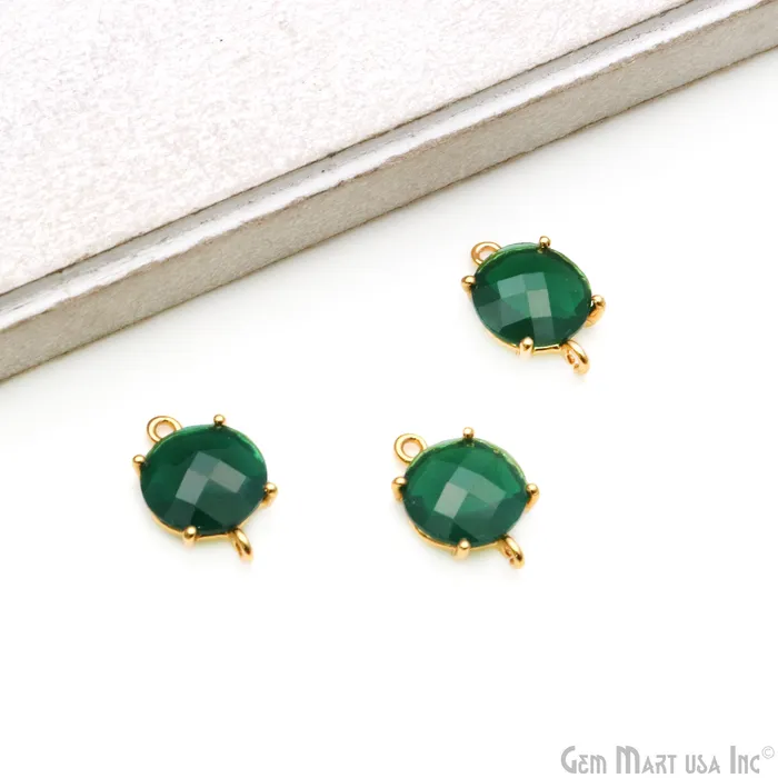 GemMartUSA Rings Faceted Round 12mm Prong Gold Plated Double Bail Connector