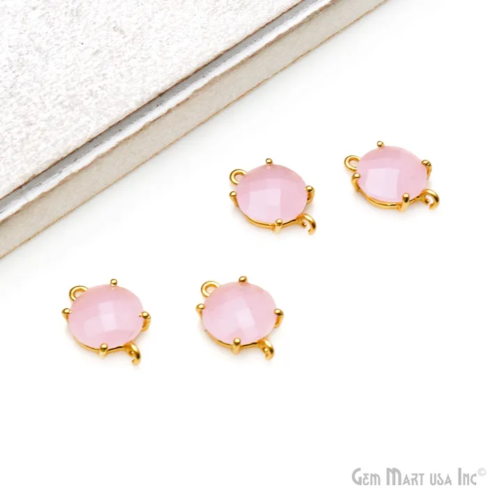 GemMartUSA Rings Faceted Round 12mm Prong Gold Plated Double Bail Connector