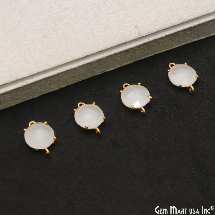 GemMartUSA Rings Faceted Round 12mm Prong Gold Plated Double Bail Connector