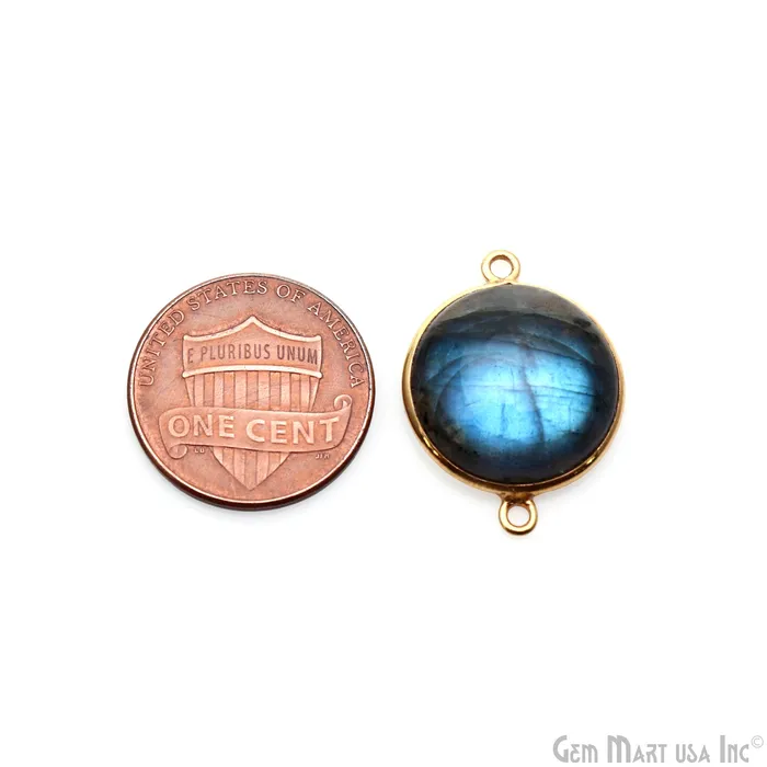 GemmartUSA Rings Flashy Labradorite Cabochon 16mm Round Double Bail Gold Plated Gemstone Connector GemmartUSA Rings Flashy Labradorite Cabochon 16mm Round Double Bail Gold Plated Gemstone Connector