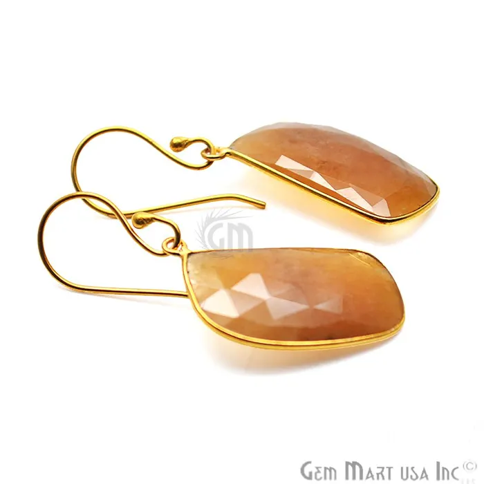 GemMartUSA Wonder Sapphire 14X24MM Gold Plated Gemstone Dangle Hook Earrings WSER90565 Earrings